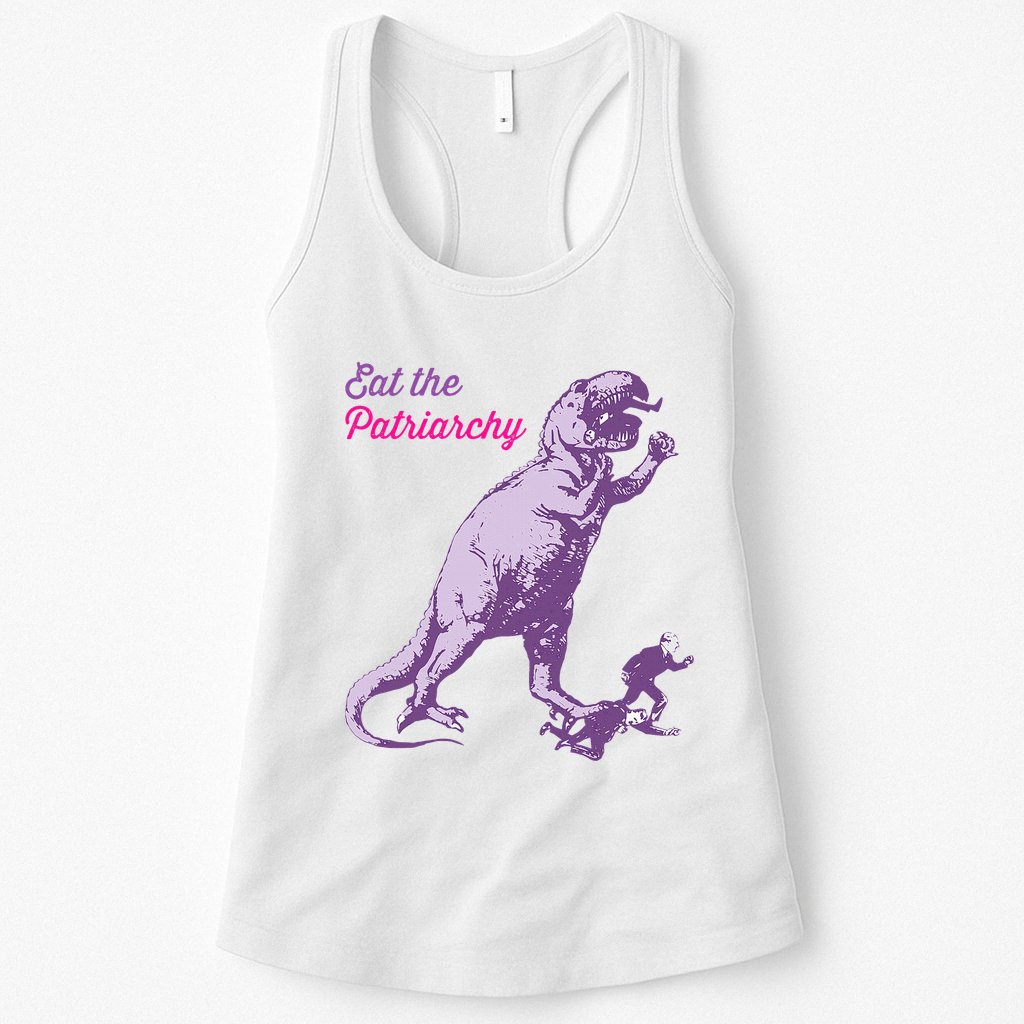 Eat The Patriarchy Funny Feminist Vintage Trex Dinosaur Womens Tank Top