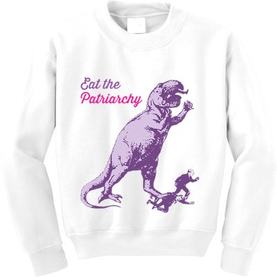 Eat The Patriarchy Funny Feminist Vintage Trex Dinosaur Kids Sweatshirt