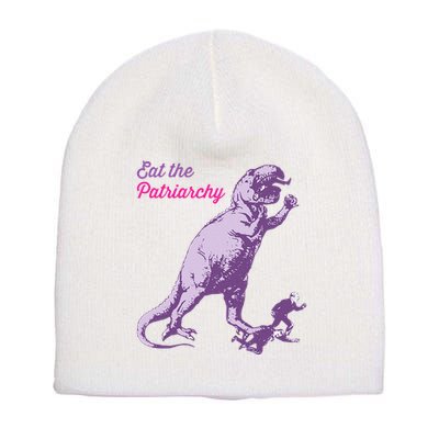 Eat The Patriarchy Funny Feminist Vintage Trex Dinosaur Short Acrylic Beanie