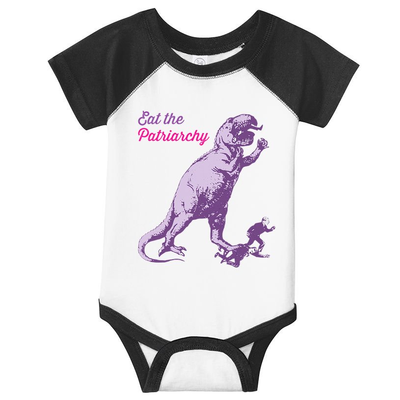 Eat The Patriarchy Funny Feminist Vintage Trex Dinosaur Infant Baby Jersey Bodysuit