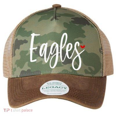 Eagles Team Pride School Spirit White Red Heart Legacy Tie Dye Trucker Hat
