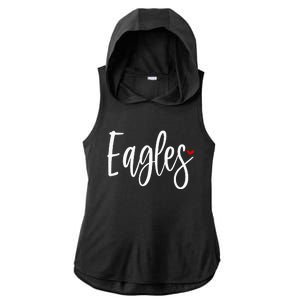 Eagles Team Pride School Spirit White Red Heart Ladies PosiCharge Tri-Blend Wicking Draft Hoodie Tank