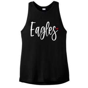 Eagles Team Pride School Spirit White Red Heart Ladies PosiCharge Tri-Blend Wicking Tank