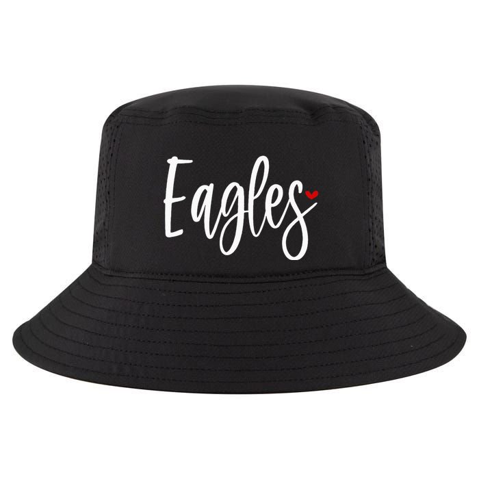 Eagles Team Pride School Spirit White Red Heart Cool Comfort Performance Bucket Hat