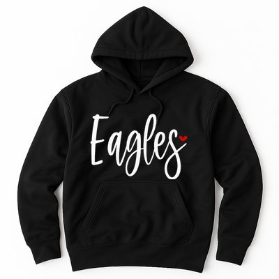 Eagles Team Pride School Spirit White Red Heart Hoodie