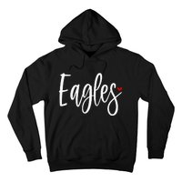 Eagles Team Pride School Spirit White Red Heart Hoodie