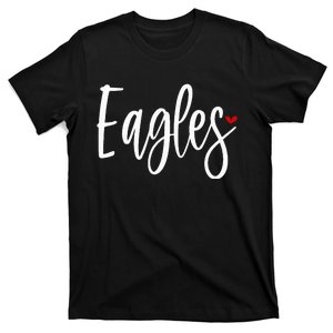 Eagles Team Pride School Spirit White Red Heart T-Shirt