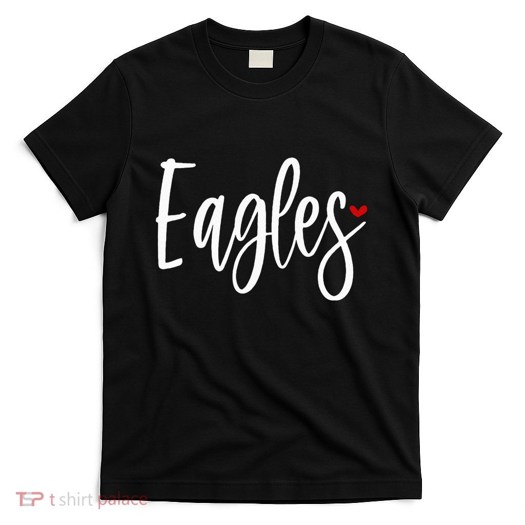 Eagles Team Pride School Spirit White Red Heart T-Shirt