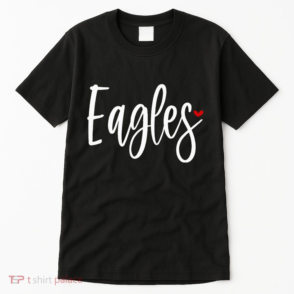 Eagles Team Pride School Spirit White Red Heart Tall T-Shirt