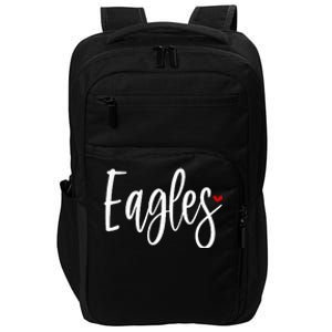 Eagles Team Pride School Spirit White Red Heart Impact Tech Backpack