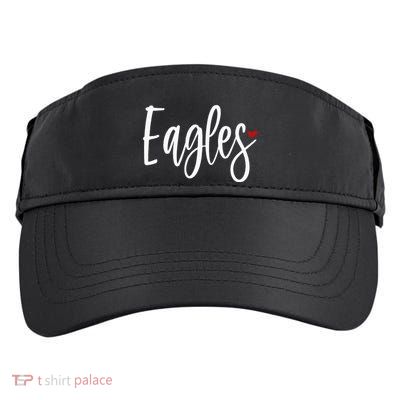 Eagles Team Pride School Spirit White Red Heart Adult Drive Performance Visor