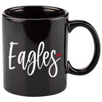 Eagles Team Pride School Spirit White Red Heart 11oz C Handle Ceramic Mug