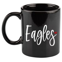 Eagles Team Pride School Spirit White Red Heart 11oz C Handle Ceramic Mug