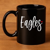 Eagles Team Pride School Spirit White Red Heart 11oz C Handle Ceramic Mug