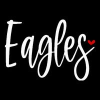 Eagles Team Pride School Spirit White Red Heart Drawstring Bag