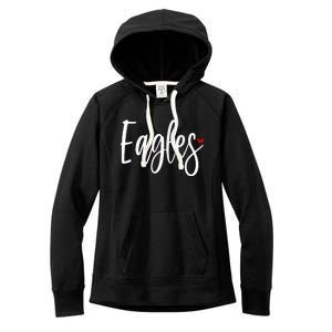 Eagles Team Pride School Spirit White Red Heart Women's Fleece Hoodie