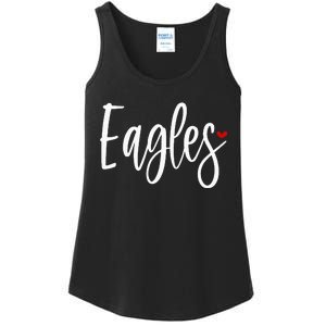 Eagles Team Pride School Spirit White Red Heart Ladies Essential Tank