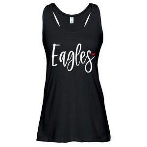 Eagles Team Pride School Spirit White Red Heart Ladies Essential Flowy Tank