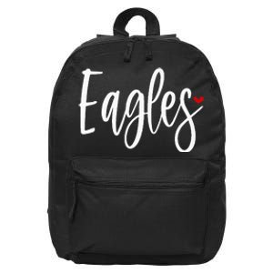 Eagles Team Pride School Spirit White Red Heart 16 in Basic Backpack