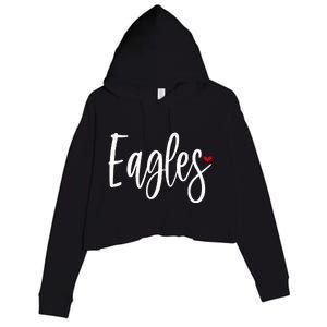 Eagles Team Pride School Spirit White Red Heart Crop Fleece Hoodie