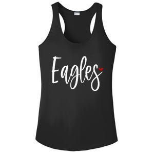 Eagles Team Pride School Spirit White Red Heart Ladies PosiCharge Competitor Racerback Tank