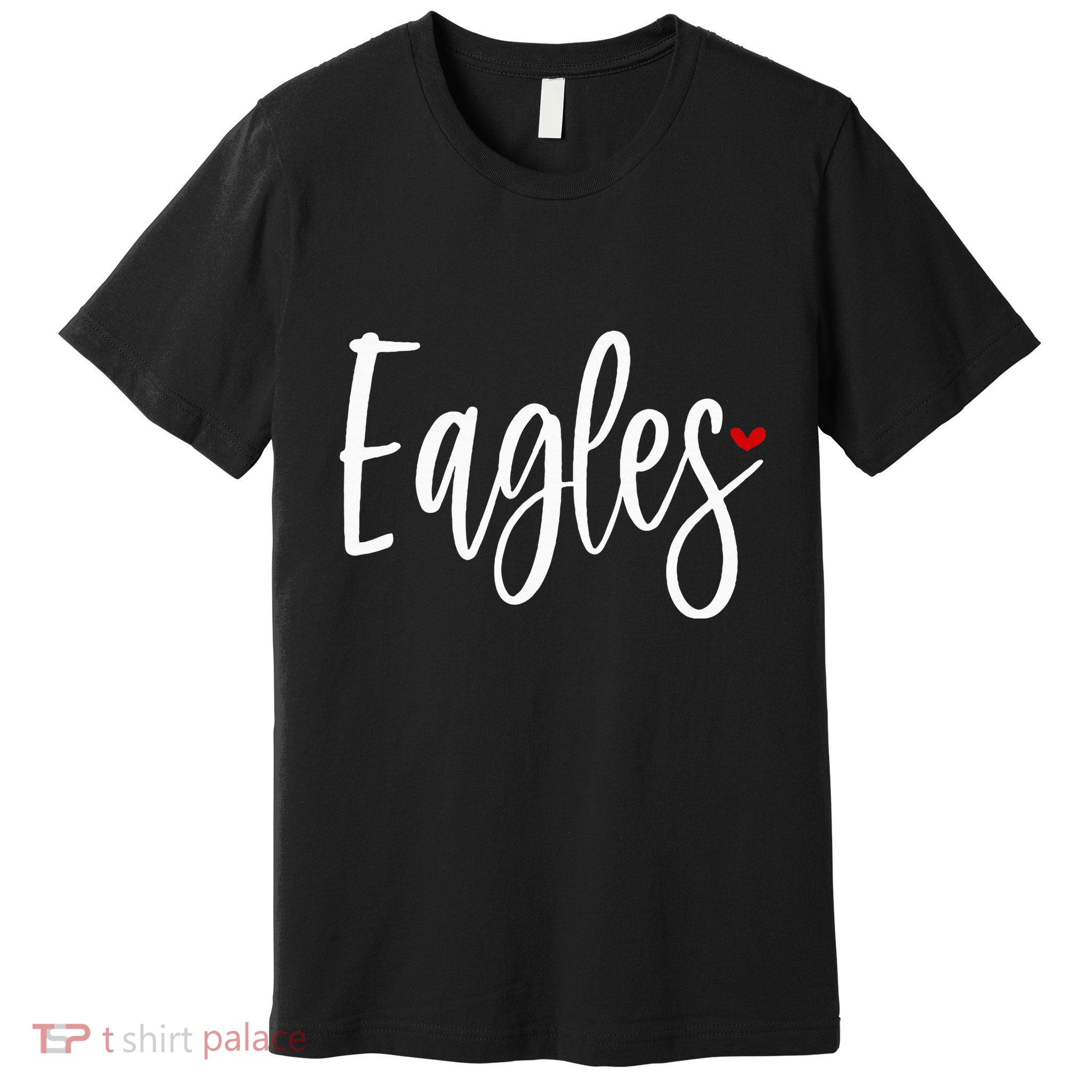 Eagles Team Pride School Spirit White Red Heart Premium T-Shirt