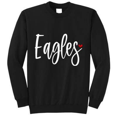 Eagles Team Pride School Spirit White Red Heart Tall Sweatshirt