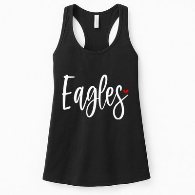 Eagles Team Pride School Spirit White Red Heart Womens Tank Top