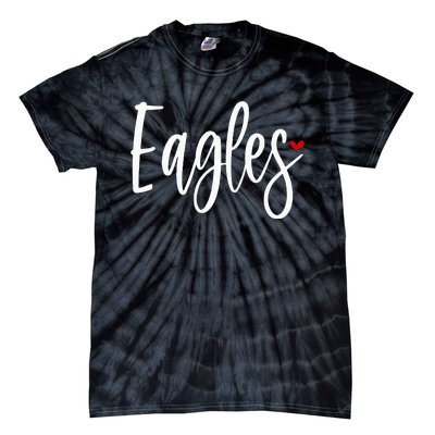 Eagles Team Pride School Spirit White Red Heart Tie-Dye T-Shirt