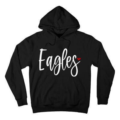 Eagles Team Pride School Spirit White Red Heart Tall Hoodie