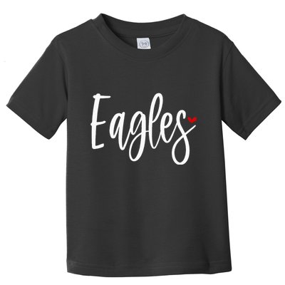 Eagles Team Pride School Spirit White Red Heart Toddler T-Shirt