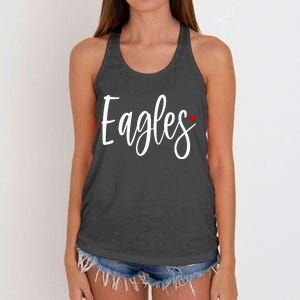 Eagles Team Pride School Spirit White Red Heart Women's Knotted Racerback Tank