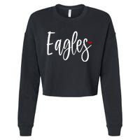 Eagles Team Pride School Spirit White Red Heart Cropped Pullover Crew