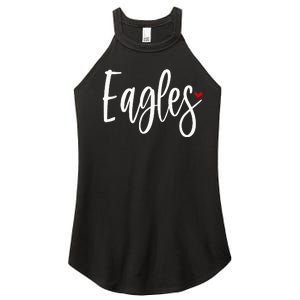 Eagles Team Pride School Spirit White Red Heart Women's Perfect Tri Rocker Tank