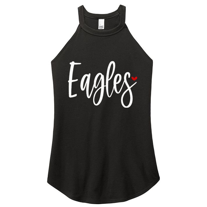 Eagles Team Pride School Spirit White Red Heart Women's Perfect Tri Rocker Tank
