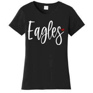 Eagles Team Pride School Spirit White Red Heart Women's T-Shirt