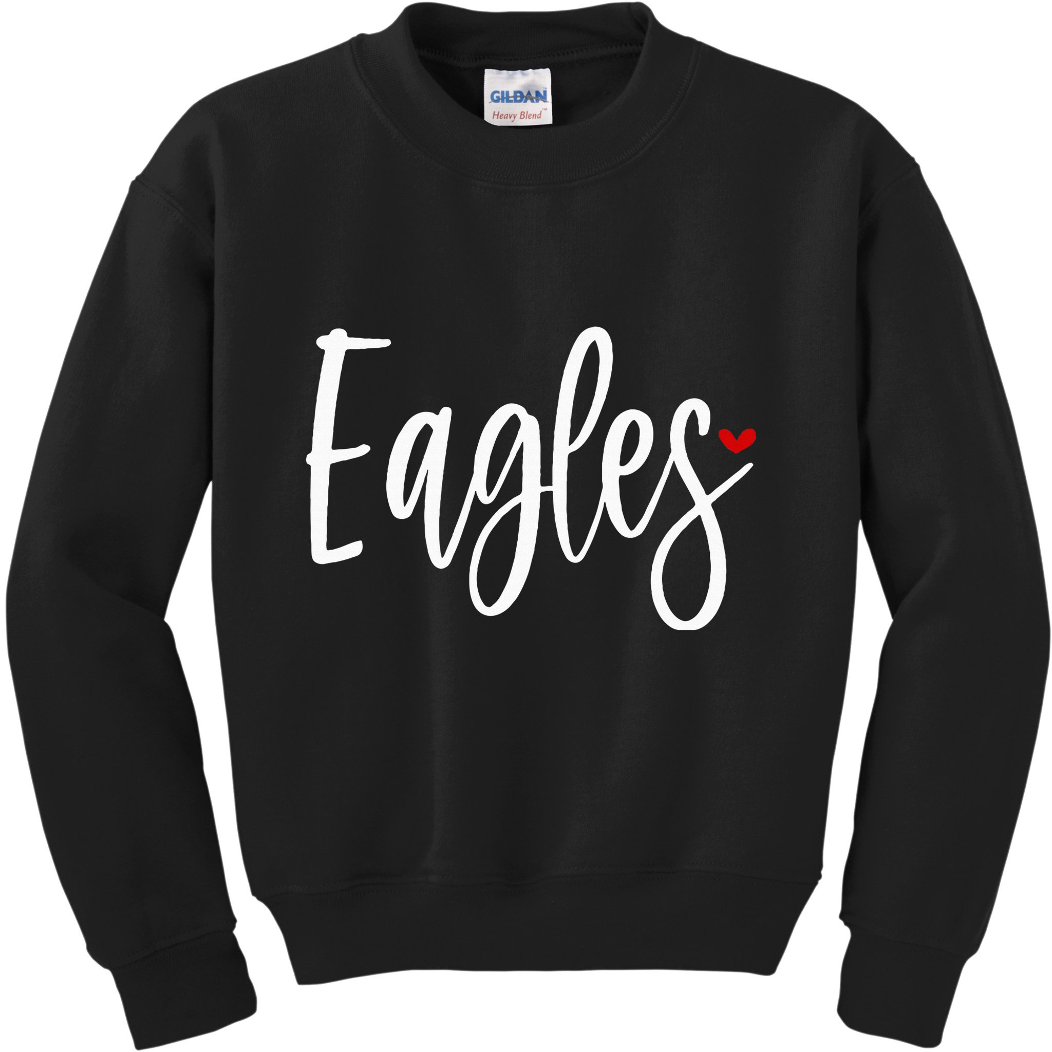 Eagles Team Pride School Spirit White Red Heart Kids Sweatshirt