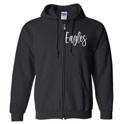 Eagles Team Pride School Spirit White Red Heart Full Zip Hoodie