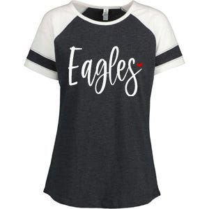 Eagles Team Pride School Spirit White Red Heart Enza Ladies Jersey Colorblock Tee