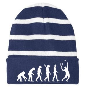 Evolution Tennis Player Striped Beanie with Solid Band