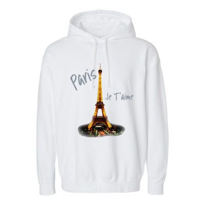 Eiffel Tower Paris Vintage I Love Paris France Garment-Dyed Fleece Hoodie