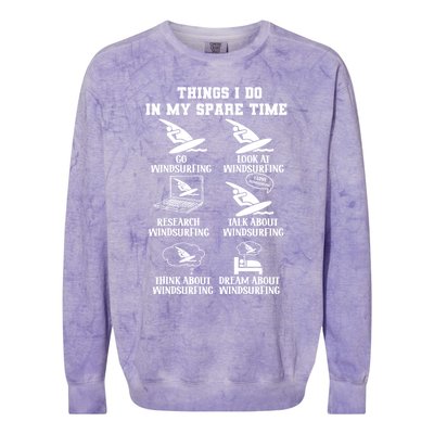 Explore The Passion Of Windsurfing In Sparetime Cool Gift Colorblast Crewneck Sweatshirt