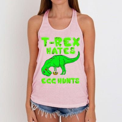 Easter T Rex Hates Egg Hunts Basket Stuffer Gift Women's Knotted Racerback Tank