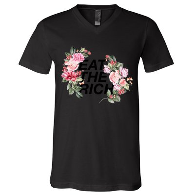 Eat The Rich Floral V-Neck T-Shirt