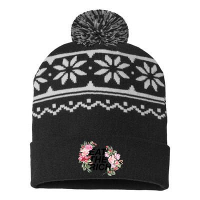 Eat The Rich Floral USA-Made Snowflake Beanie