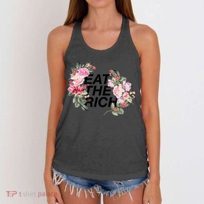 Eat The Rich Floral Women's Knotted Racerback Tank