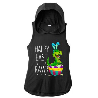 Easter T Rex Dinosaur Bunny Egg Costume Happy Eastrawr Ladies PosiCharge Tri-Blend Wicking Draft Hoodie Tank