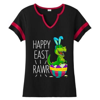 Easter T Rex Dinosaur Bunny Egg Costume Happy Eastrawr Ladies Halftime Notch Neck Tee