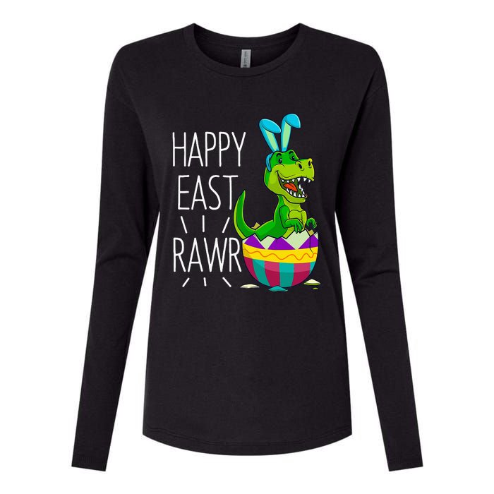 Easter T Rex Dinosaur Bunny Egg Costume Happy Eastrawr Womens Cotton Relaxed Long Sleeve T-Shirt