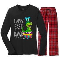 Easter T Rex Dinosaur Bunny Egg Costume Happy Eastrawr Women's Long Sleeve Flannel Pajama Set 